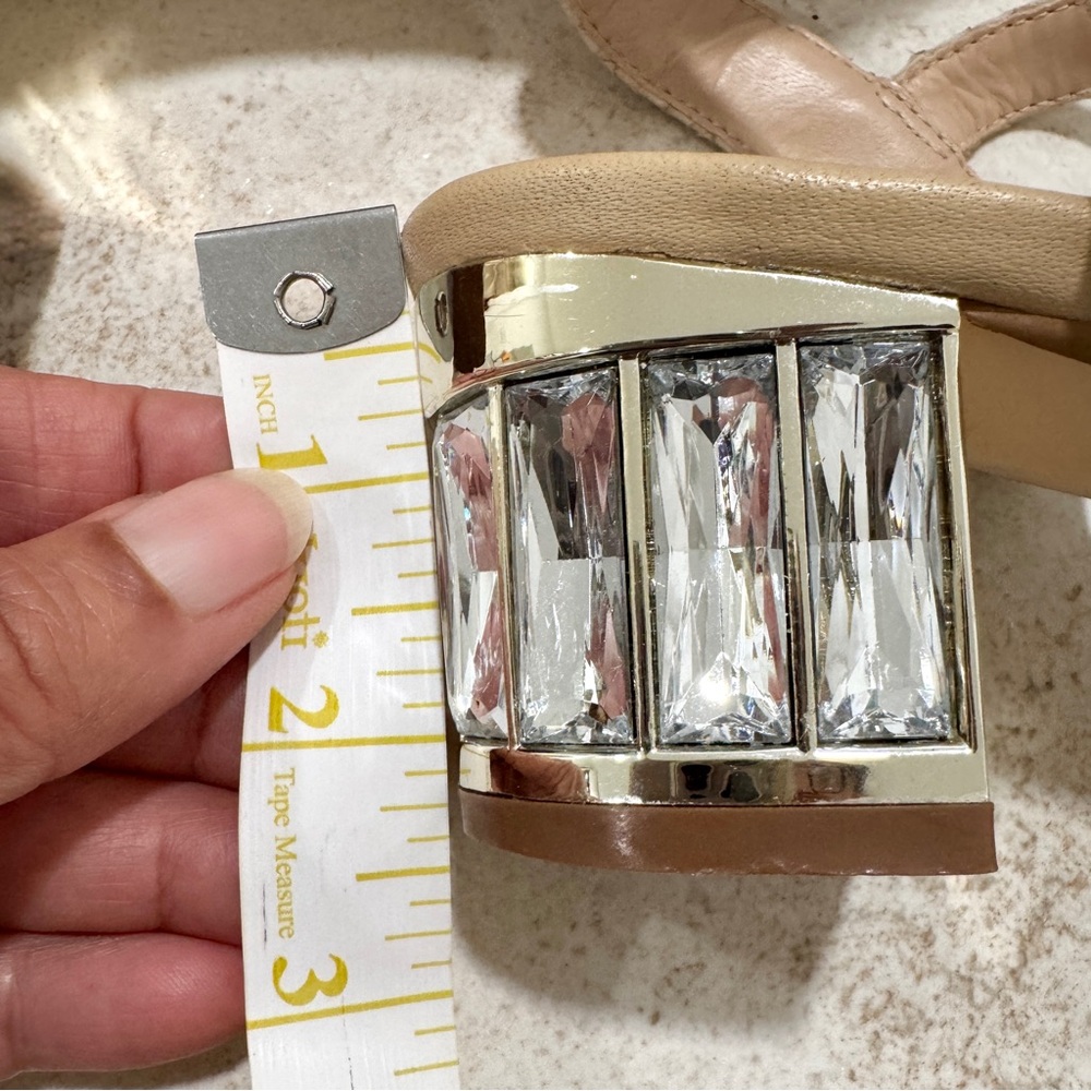 Dune London Crystal Block Nude Heel Leather Sandal Size 9 - Quiet Luxury - Picture 12 of 17